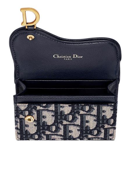 saddle flap card holder blue dior oblique jacquard|**BRAND NEW**Christian Dior Blue Saddle Flap Card Holder .